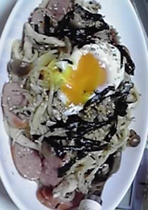 温玉のっけて☆じゃこたっぷりパスタ-レシピのメイン写真