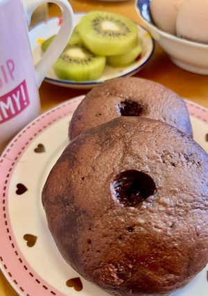 簡単!お豆腐米粉チョコ焼きベーグル♪-レシピのメイン写真