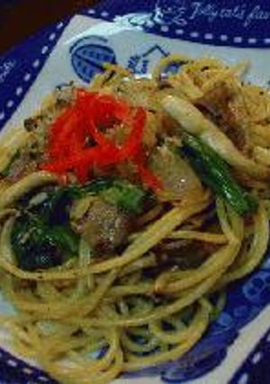 ラム肉と行者ニンニクの和風パスタ-レシピのメイン写真