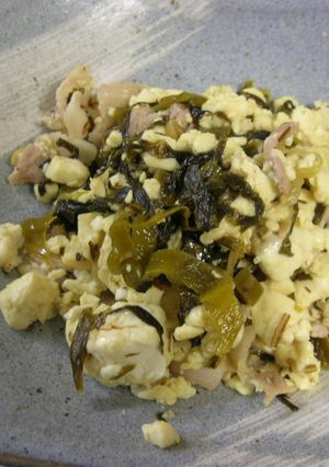 ふじっ子の高菜漬けと　豆腐・バラ肉　炒め-レシピのメイン写真
