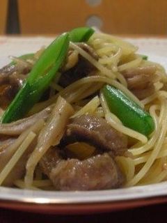 牛肉とごぼう、まいたけのパスタ-レシピのメイン写真