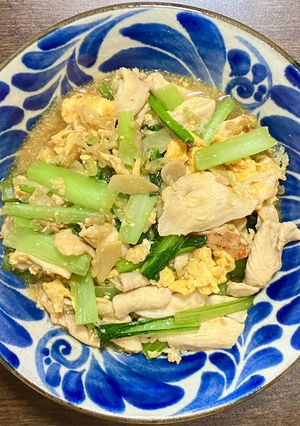 鶏むね肉と卵と小松菜の中華炒め-レシピのメイン写真