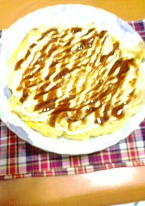 簡単!ご飯DE手抜き一人ﾗﾝﾁお好み焼き-レシピのメイン写真