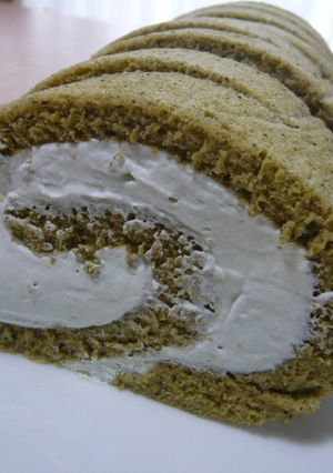 ふわふわ抹茶シフォンローケーキ♪-レシピのメイン写真
