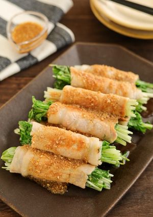 中華風ごまだれ♪水菜の肉巻き-レシピのメイン写真