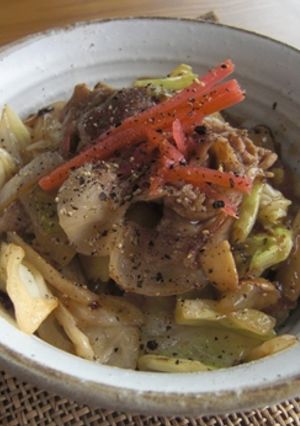 ぱぱっとランチ♪豚キャベ塩どんぶり-レシピのメイン写真
