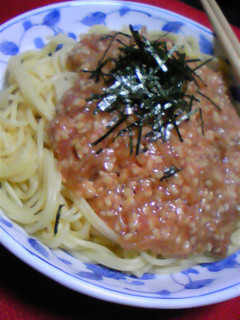 お手軽簡単!納豆と明太子のパスタ-レシピのメイン写真