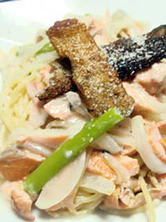 鮭と白みそのクリームパスタ-レシピのメイン写真