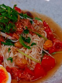 トマトとお豆のサラダそうめん-レシピのメイン写真