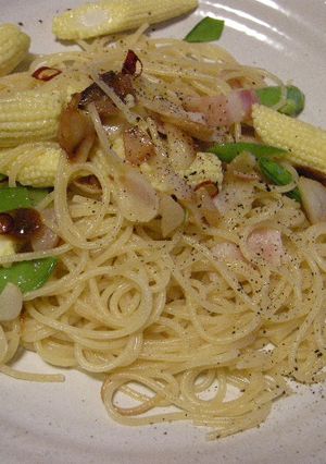 ヤングコーンのにんにくタップリパスタ♫-レシピのメイン写真