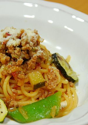 ひき肉＆タコのトマトパスタ-レシピのメイン写真