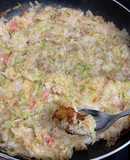 簡単　美味しい　鍋キューブでもんじゃ焼き