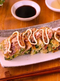 長芋と豚バラのふわもち♡ねぎ焼き-レシピのメイン写真