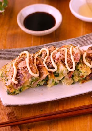 長芋と豚バラのふわもち♡ねぎ焼き-レシピのメイン写真