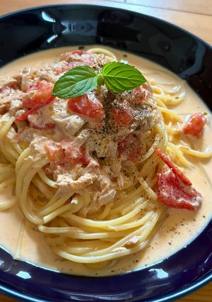 ツナとトマトのクリームパスタ-レシピのメイン写真