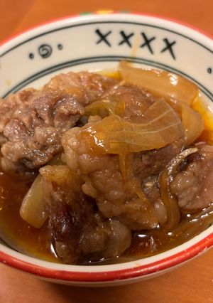 レンジで一発！牛カルビと玉ねぎの濃厚甘辛煮-レシピのメイン写真