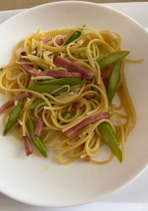 アスパラとベーコンのぺぺロンチーノ-レシピのメイン写真