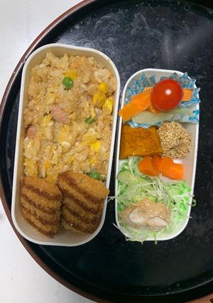 レンジ簡単クリーミーとんてき味炒飯弁当-レシピのメイン写真