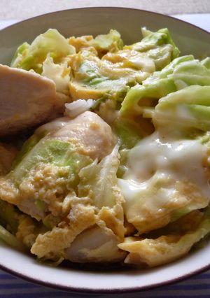 新鮮!!キャベツで親子丼-レシピのメイン写真