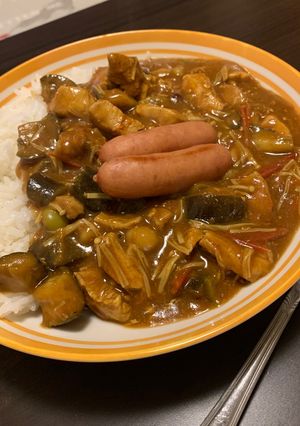 鶏むね肉トマトとナスの無水カレー！夏野菜-レシピのメイン写真