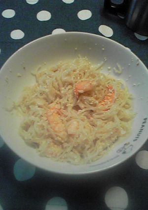 ヘルシー！めんたいとエビのこんにゃく麺♫-レシピのメイン写真