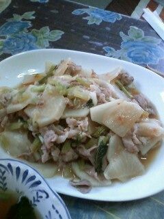 蕪と豚肉の梅肉炒め-レシピのメイン写真
