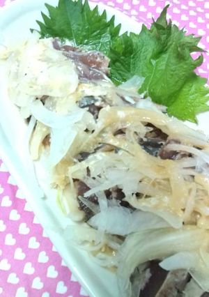 カツオとｼｿと玉葱でﾏﾖﾎﾟﾝ漬け☆-レシピのメイン写真