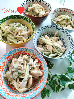 レンジで☆ささみときゅうりのごまドレ和え-レシピのメイン写真