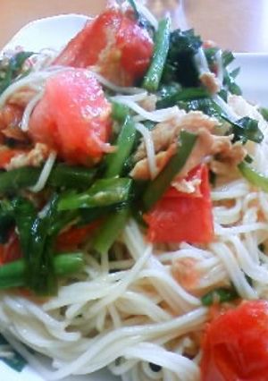 トマトとツナでさっぱり素麺ちゃんぷる〜-レシピのメイン写真
