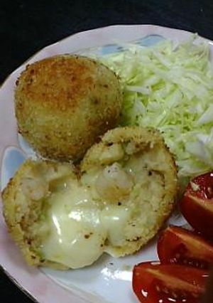 簡単ヘルシー！海老と空豆の焼きコロッケ♥-レシピのメイン写真