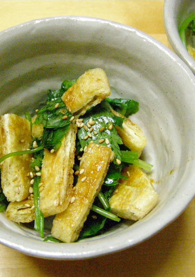 簡単♪みつ葉と油揚げの和え物（ナムル風）-レシピのメイン写真