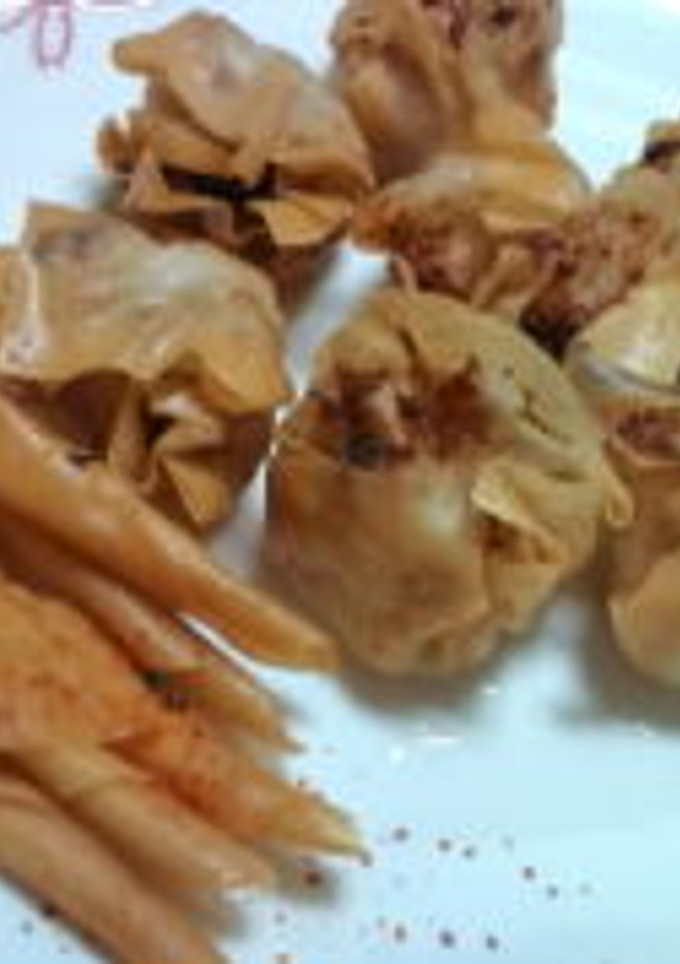 鶏軟骨の揚げシュウマイと皮の揚げ物-レシピのメイン写真