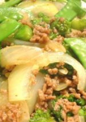 菜の花と新玉ねぎの春野菜炒め-レシピのメイン写真