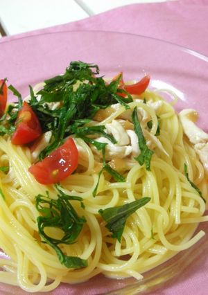 梅しそと鶏のさっぱり冷製パスタ-レシピのメイン写真