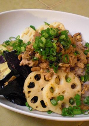 お茄子とレンコンの丼-レシピのメイン写真