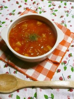 ☆キムチの素☆でピリ辛トマトスープ-レシピのメイン写真