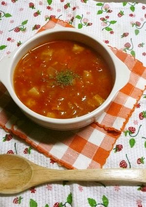 ☆キムチの素☆でピリ辛トマトスープ-レシピのメイン写真