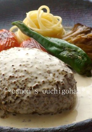 粒マスタードクリームのチーズハンバーグ-レシピのメイン写真