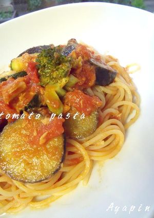 ゴロゴロ野菜たちとツナのトマトパスタ♡-レシピのメイン写真