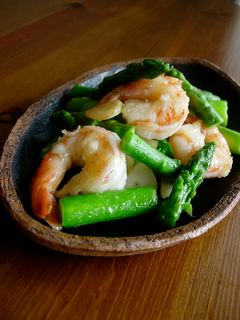 アスパラとエビのにんにく塩炒め-レシピのメイン写真