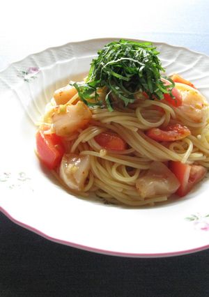ホタテとトマトの中華風冷製パスタ-レシピのメイン写真