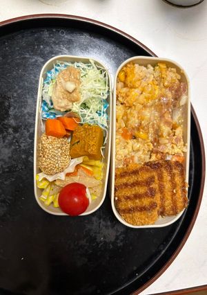 レンジ簡単洋風梅キムチ麻婆味炒飯弁当-レシピのメイン写真