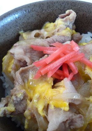 簡単♬こま切れ肉で『玉ねぎ入り豚肉丼』-レシピのメイン写真