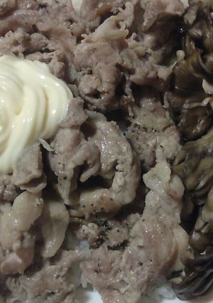 土鍋炊きでカフェ丼V14〜豚こま＋舞茸-レシピのメイン写真