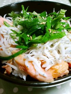 超かんたん♪鮭としらすの3色丼-レシピのメイン写真
