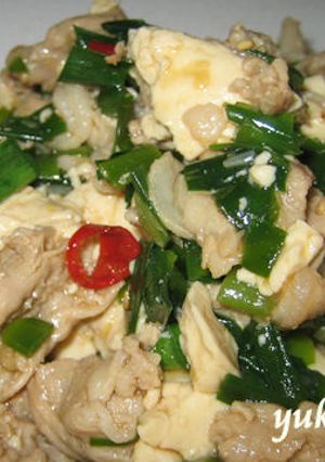 豆腐とニラのピリっと中華風　豚コマ入り-レシピのメイン写真