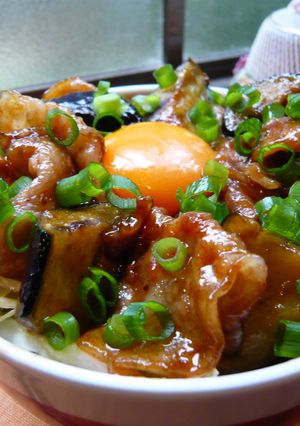 なすと豚バラ肉のスタミナどん!-レシピのメイン写真