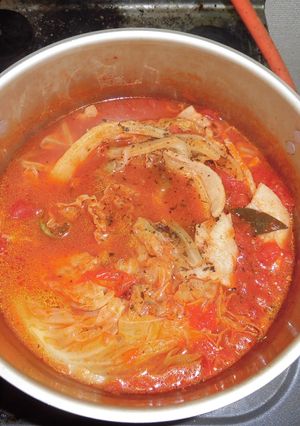 絶品！春キャベツのトマト煮込み-レシピのメイン写真