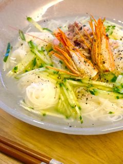 海老のお頭で★エビ塩レモンそうめん-レシピのメイン写真