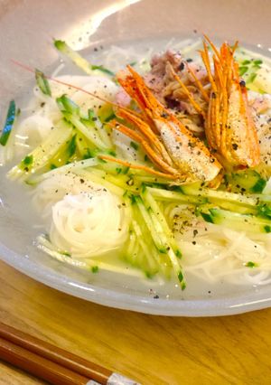 海老のお頭で★エビ塩レモンそうめん-レシピのメイン写真